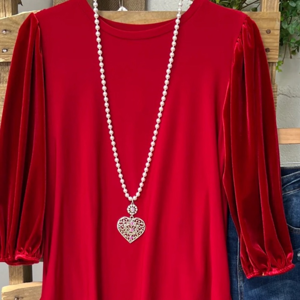 Rich Ruby Red Velvet Holiday or Anyday Top